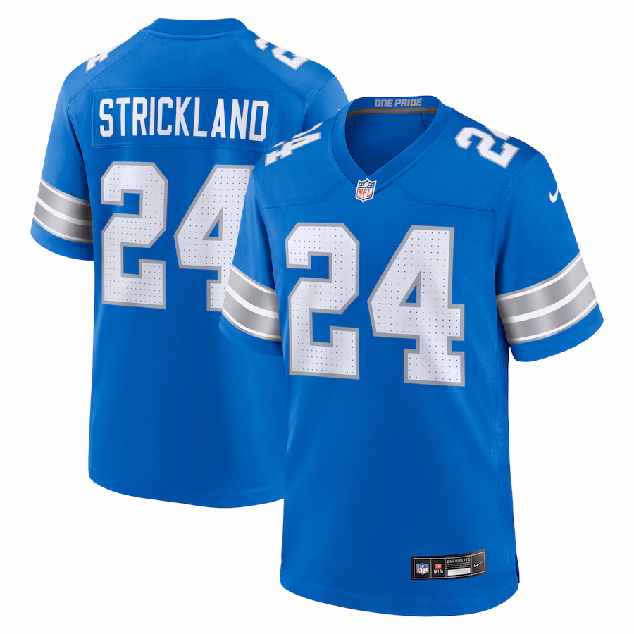 Men's Detroit Lions Loren Strickland Nike Blue Team Game Jersey - Puhuasuan