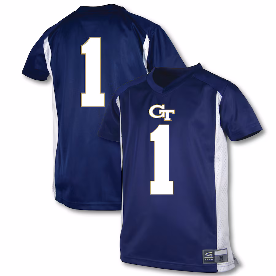 Youth Garb #1 Blue Georgia Tech Yellow Jackets Football Jersey - Puhuasuan
