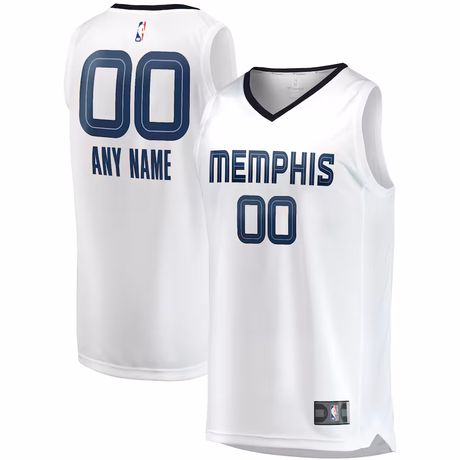 Men's Memphis Grizzlies Fanatics White Fast Break Custom Replica Jersey - Association Edition - Puhuasuan