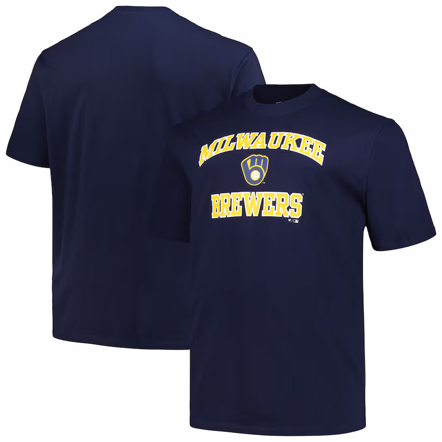 Men's Milwaukee Brewers Profile Navy Big & Tall Heart & Soul T-Shirt - Puhuasuan