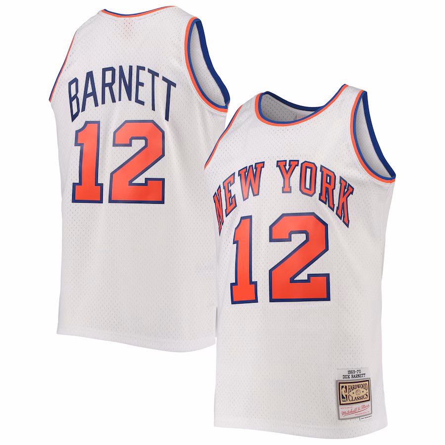 Men's New York Knicks Dick Barnett Mitchell & Ness White 1969/70 Hardwood Classics Swingman Jersey - Puhuasuan