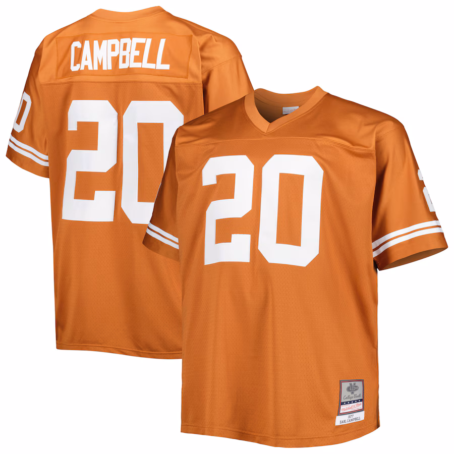 Men's Mitchell & Ness Earl Campbell Texas Orange Texas Longhorns Big & Tall Legacy Jersey - Puhuasuan