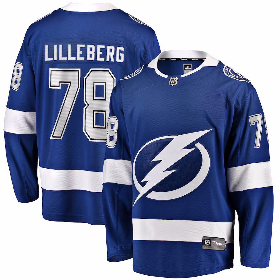 Men's Tampa Bay Lightning Emil Lilleberg Fanatics Blue Home Premier Breakaway Player Jersey - Puhuasuan