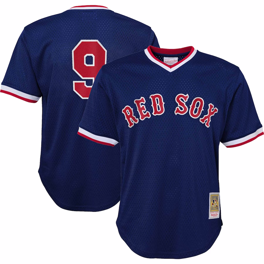 Youth Boston Red Sox Ted Williams Mitchell & Ness Navy Cooperstown Collection Mesh Batting Practice Jersey - Puhuasuan