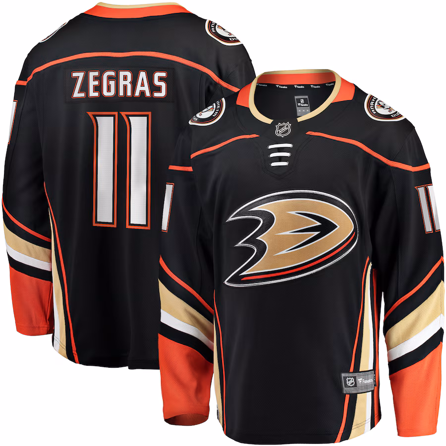 Men's Anaheim Ducks Trevor Zegras Fanatics Black Home Breakaway Player Jersey - Puhuasuan