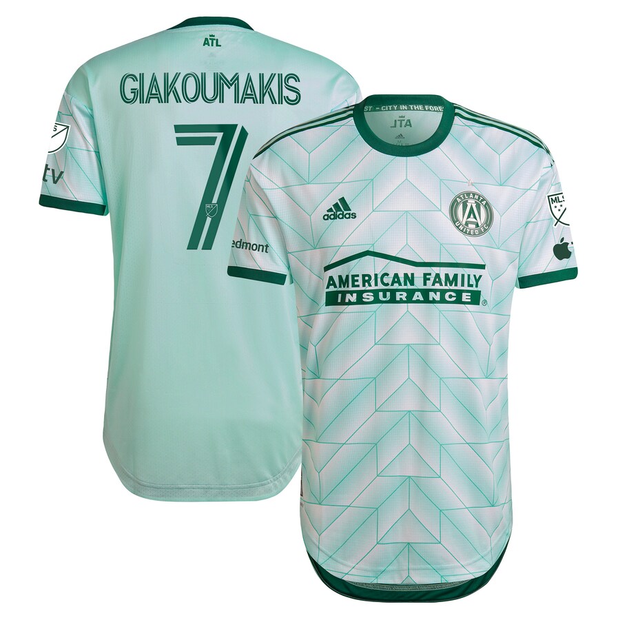 Men's Atlanta United FC Giorgos Giakoumakis adidas Mint 2023 The Forest Kit Authentic Player Jersey - Puhuasuan