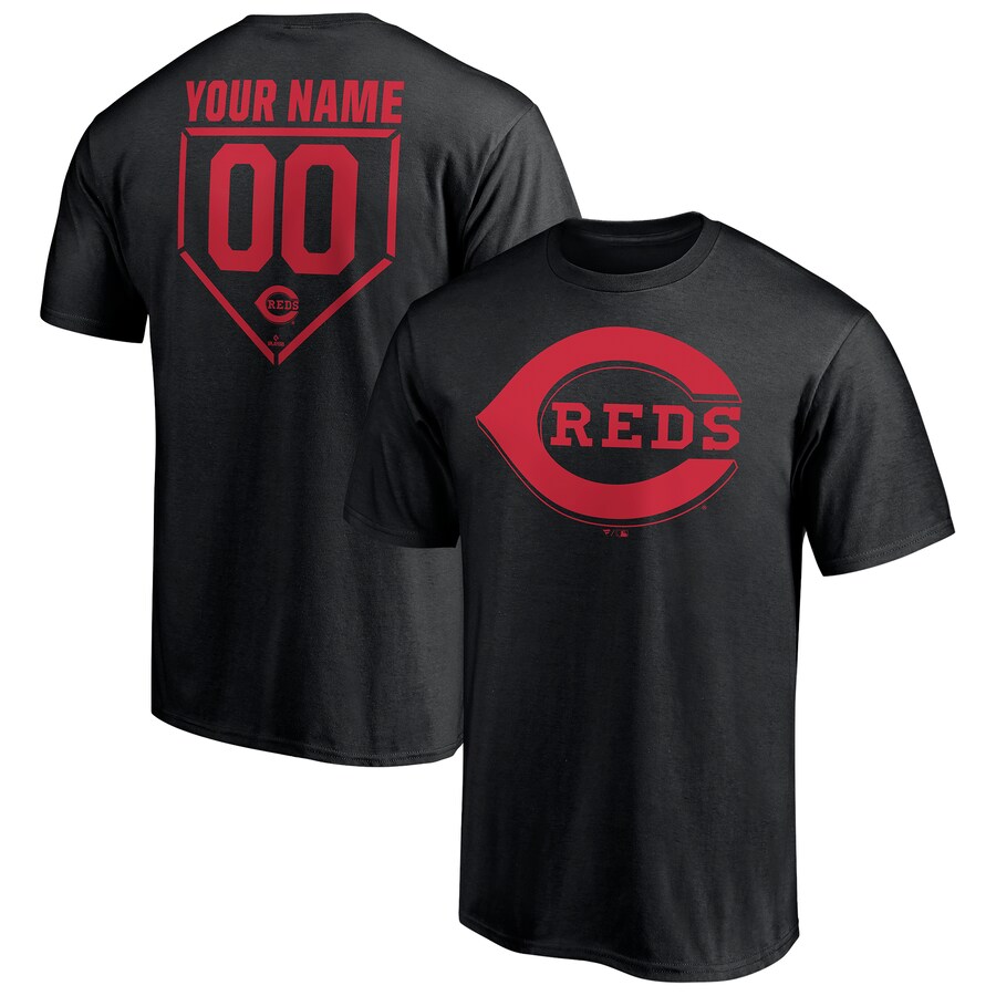 Men's Cincinnati Reds Black Personalized RBI Logo T-Shirt - Puhuasuan