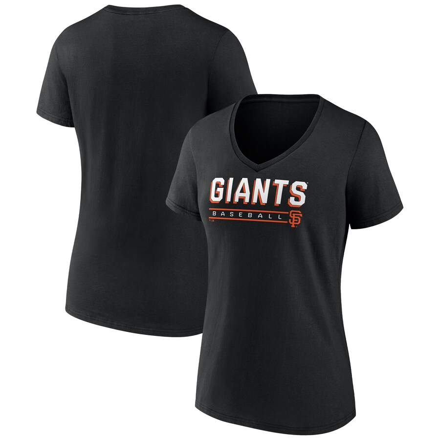 Women's San Francisco Giants Fanatics Black V-Neck T-Shirt - Puhuasuan