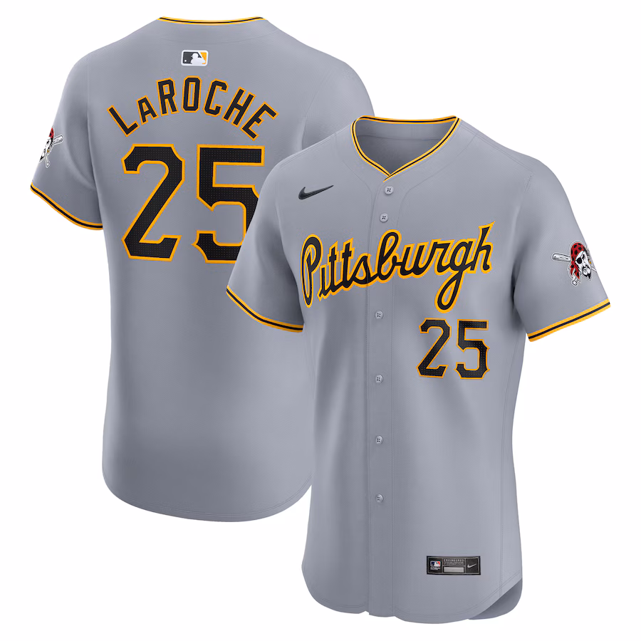 Men's Pittsburgh Pirates Adam LaRoche Nike Gray Road Elite Player Jersey - Puhuasuan