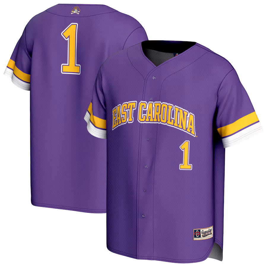 Unisex GameDay Greats #1 Purple ECU Pirates Lightweight Collegiate Baseball Fashion Jersey - Puhuasuan