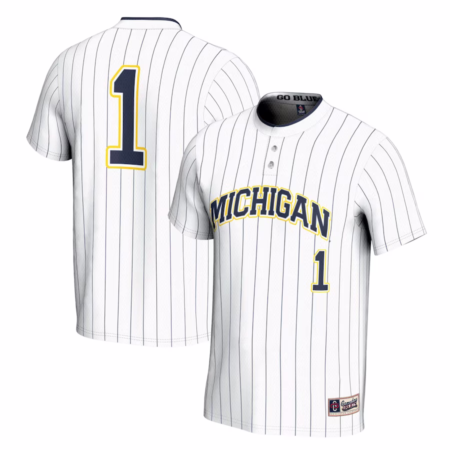 #1 Michigan Wolverines GameDay Greats Youth Lightweight Softball Jersey - White - Puhuasuan
