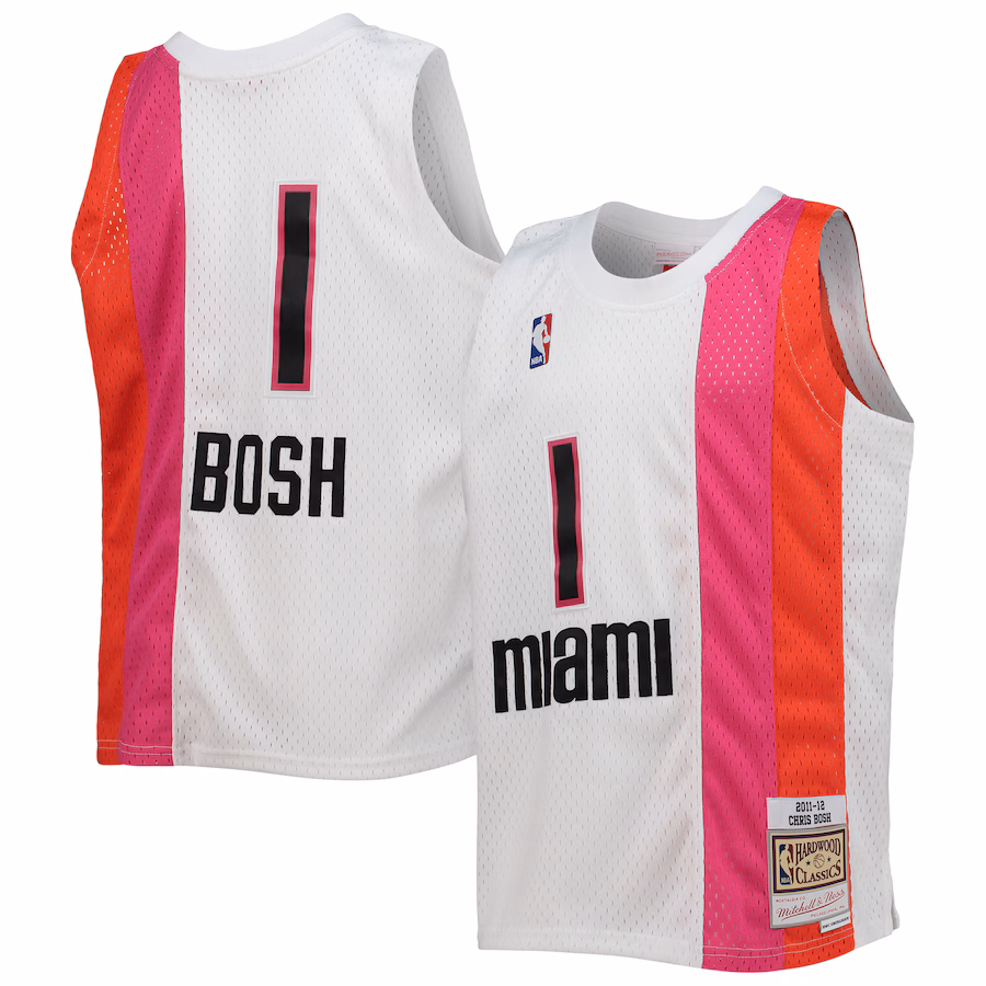 Youth Miami Heat Chris Bosh Mitchell & Ness White 2011/12 Hardwood Classics Swingman Jersey - Puhuasuan
