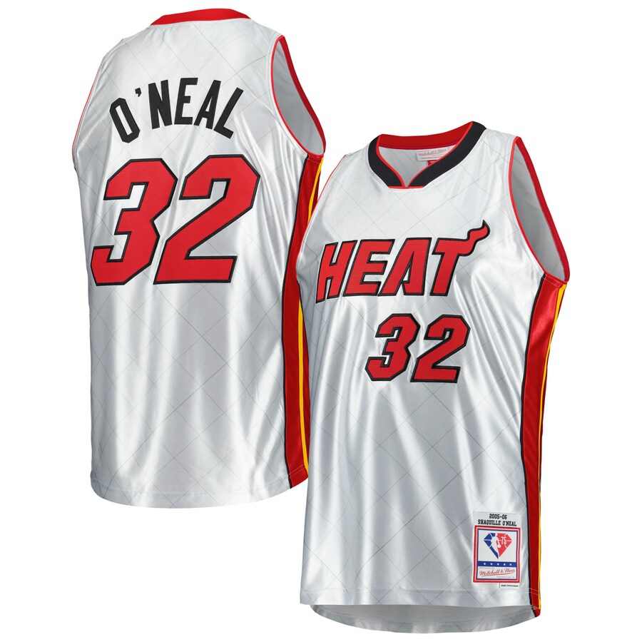 Men's Miami Heat Shaquille O'Neal Mitchell & Ness Platinum 2005/06 Hardwood Classics 75th Anniversary Swingman Jersey - Puhuasuan