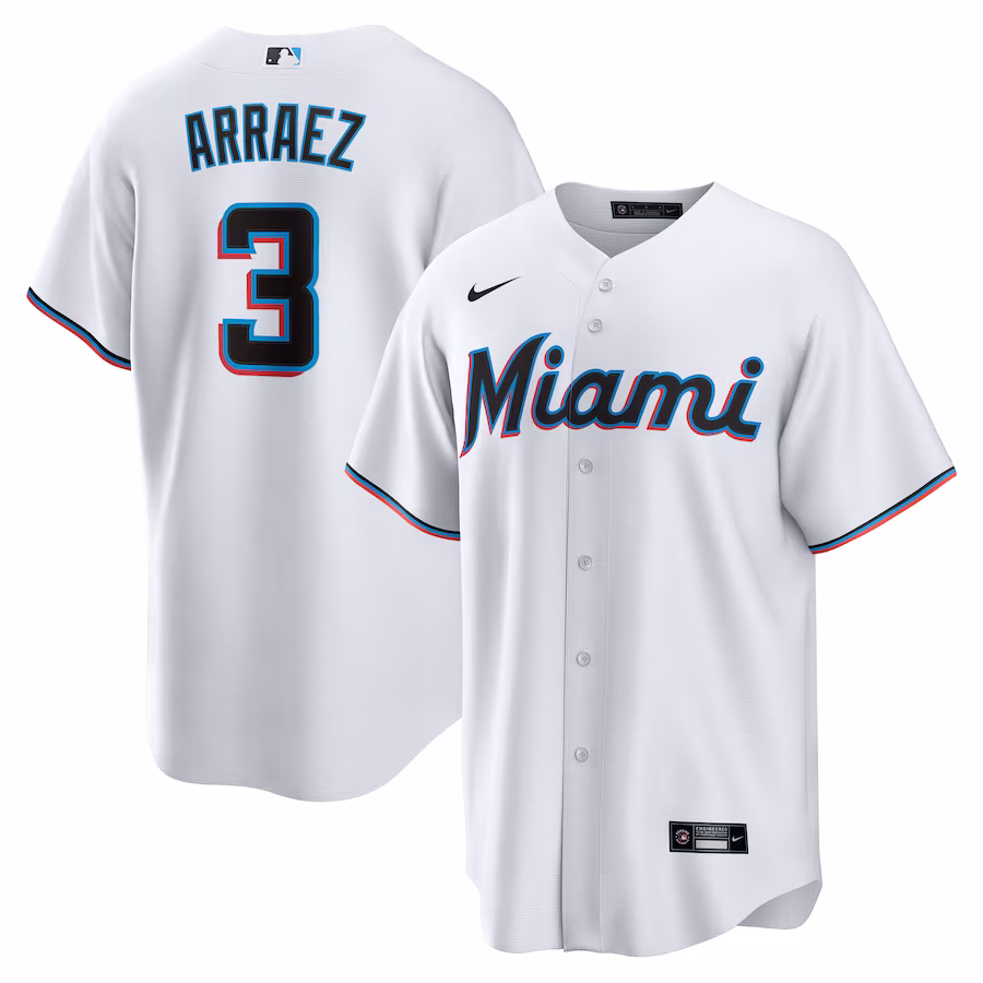 Men's Miami Marlins Luis Arraez Nike White Home Replica Player Jersey - Puhuasuan