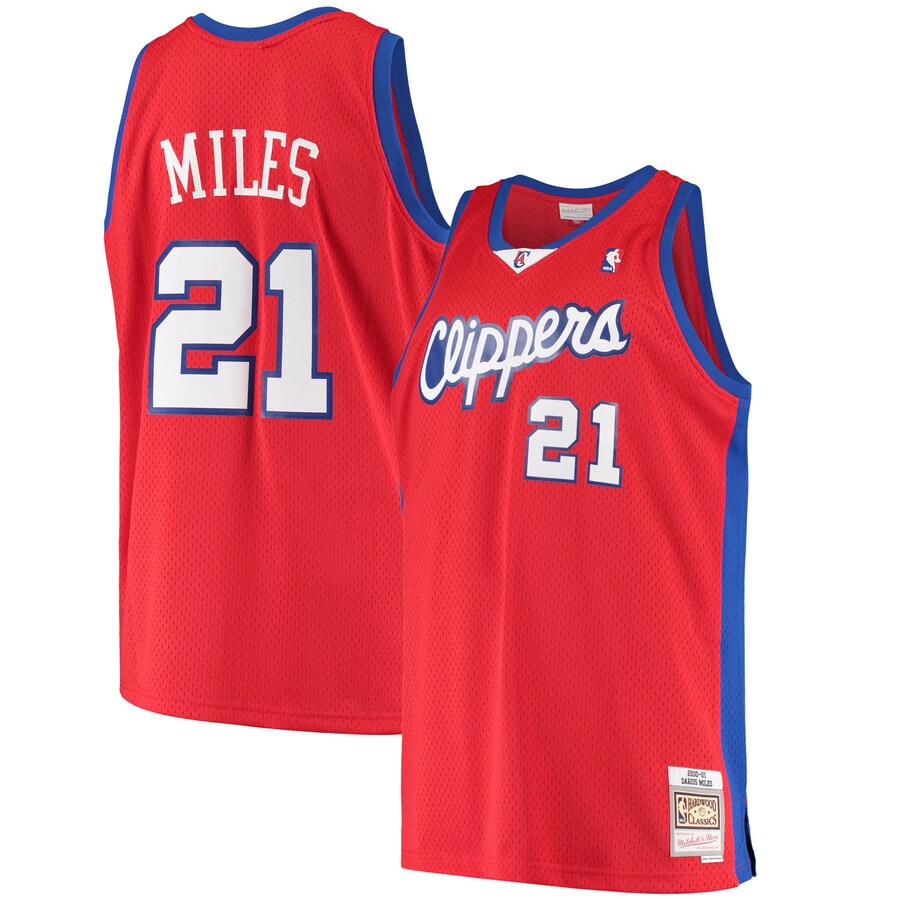 Men's LA Clippers Darius Miles Mitchell & Ness Red Hardwood Classics Swingman Jersey - Puhuasuan