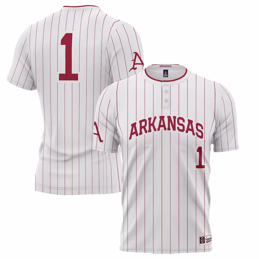 #1 Arkansas Razorbacks GameDay Greats Unisex Lightweight Softball Jersey - White - Puhuasuan