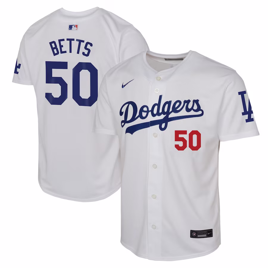 Youth Los Angeles Dodgers Mookie Betts Nike White Home Limited Player Jersey - Puhuasuan
