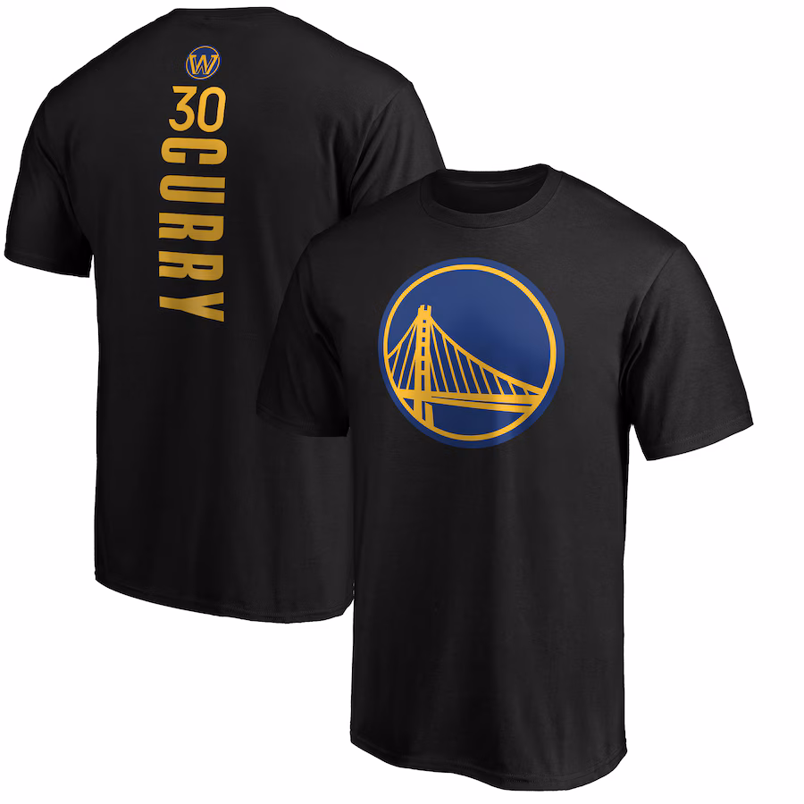 Men's Golden State Warriors Stephen Curry Black Playmaker Name & Number Team T-Shirt - Puhuasuan
