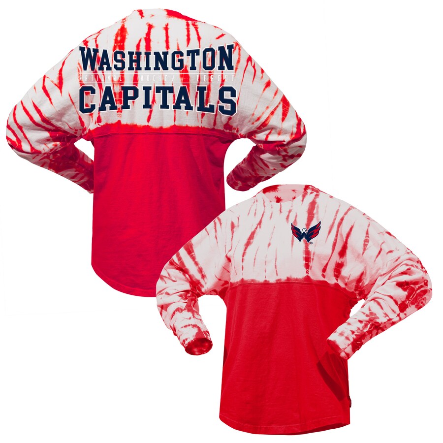 Unisex Washington Capitals Spirit Jersey Red Crystal Half Dye Long Sleeve T-Shirt - Puhuasuan
