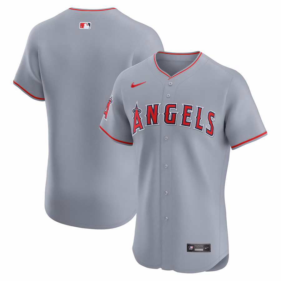 Men's Los Angeles Angels  Nike Gray Road Vapor Premier Elite Patch Jersey - Puhuasuan