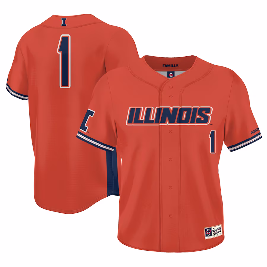 #1 Illinois Fighting Illini GameDay Greats Youth Lightweight Baseball Jersey - Orange - Puhuasuan