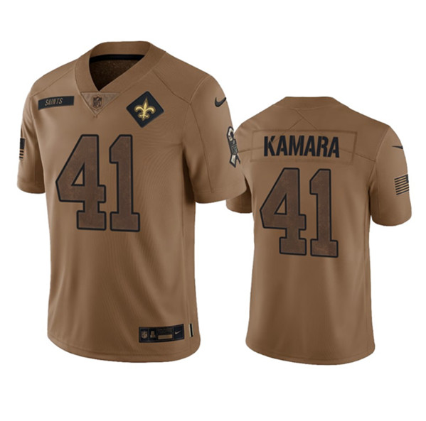 Men's New Orleans Saints #41 Alvin Kamara 2023 Brown Salute To Service Limited Football Stitched Jersey - Puhuasuan