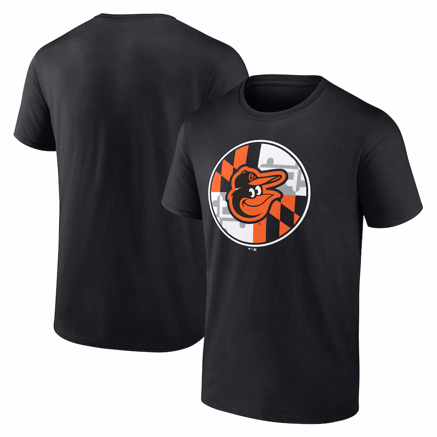 Men's Baltimore Orioles Black Flag T-Shirt - Puhuasuan