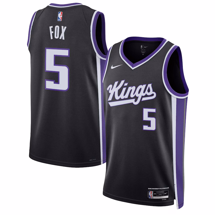 Unisex Sacramento Kings De'Aaron Fox Nike Black Swingman Jersey - Icon Edition - Puhuasuan