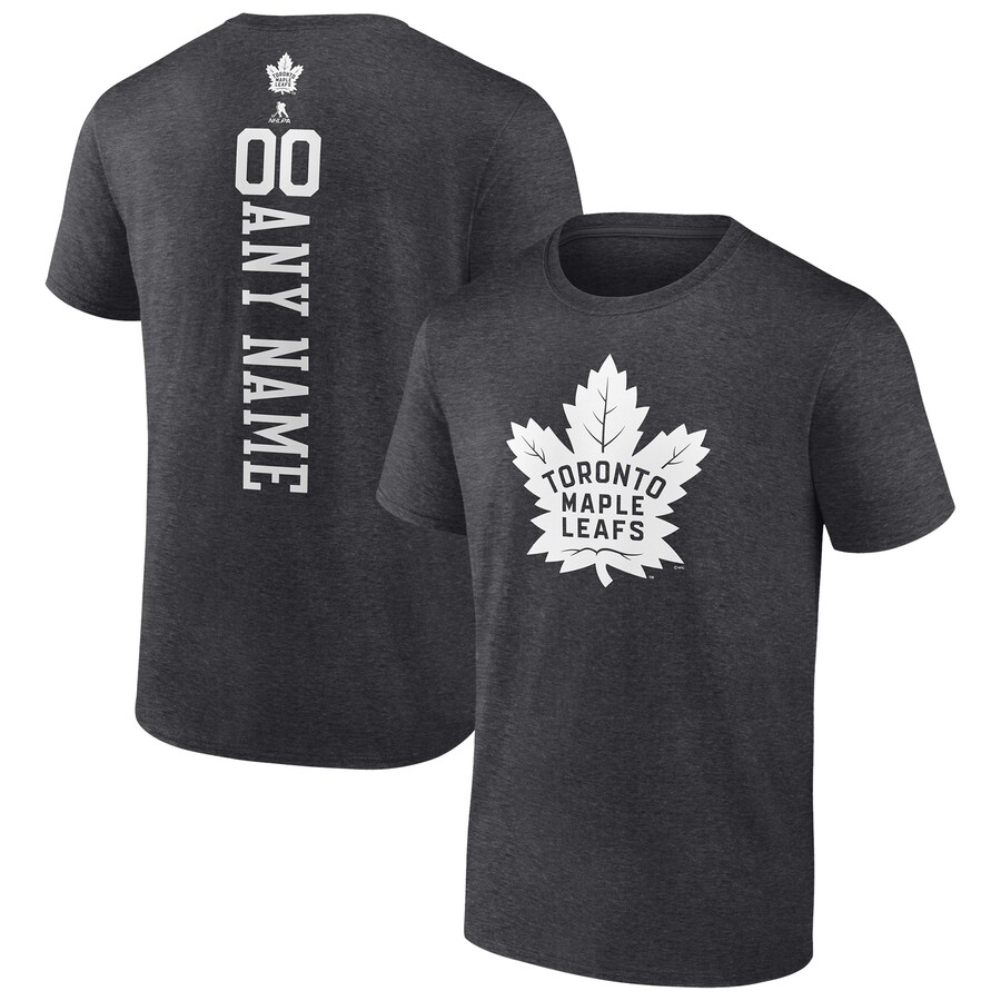 Men's Toronto Maple Leafs Heathered Charcoal Personalized One Color T-Shirt - Puhuasuan