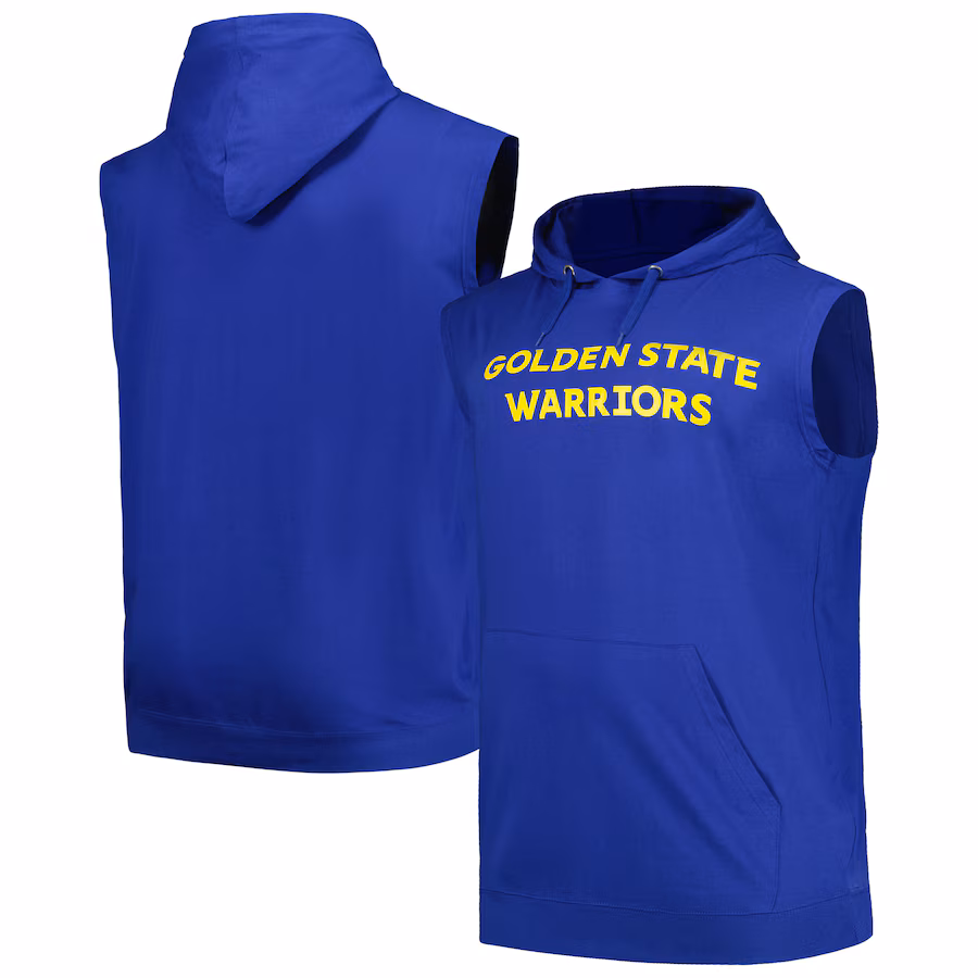 Men's Golden State Warriors Fanatics Royal Big & Tall Jersey Muscle Pullover Hoodie - Puhuasuan