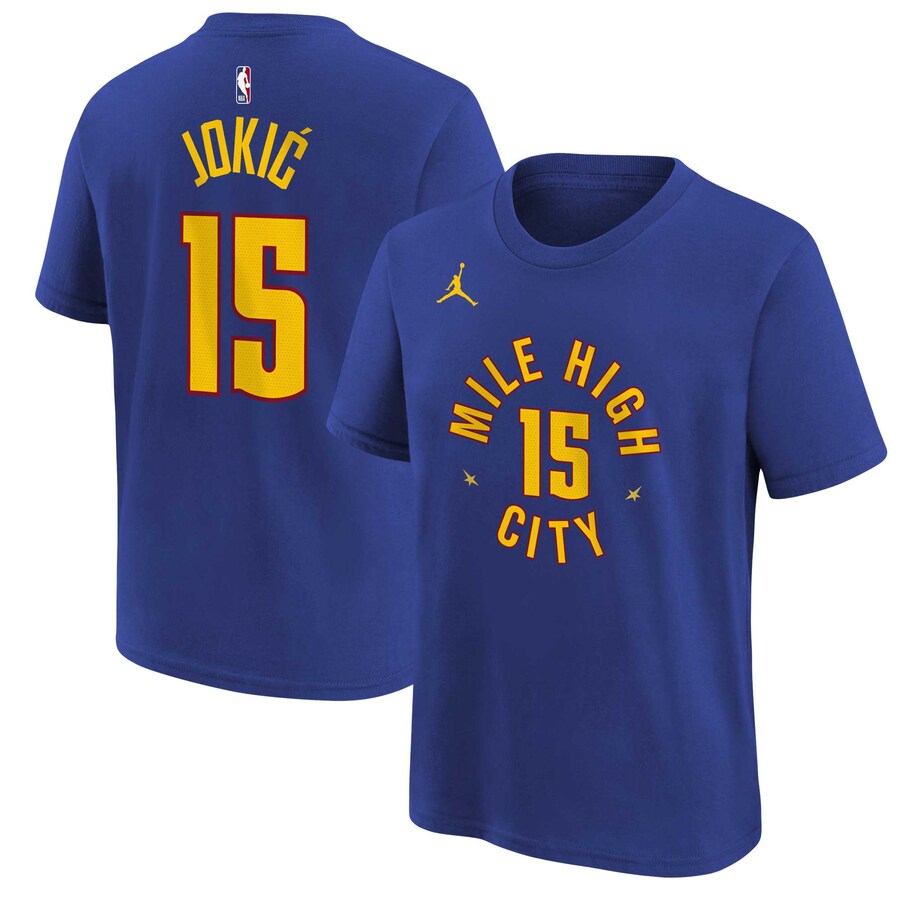 Youth Denver Nuggets Nikola Jokic Jordan Brand Blue Statement Edition Name & Number T-Shirt - Puhuasuan