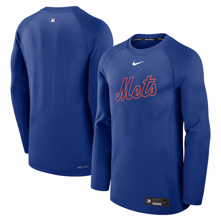 Men's New York Mets Nike Royal Authentic Collection Game Time Raglan Performance Long Sleeve T-Shirt - Puhuasuan