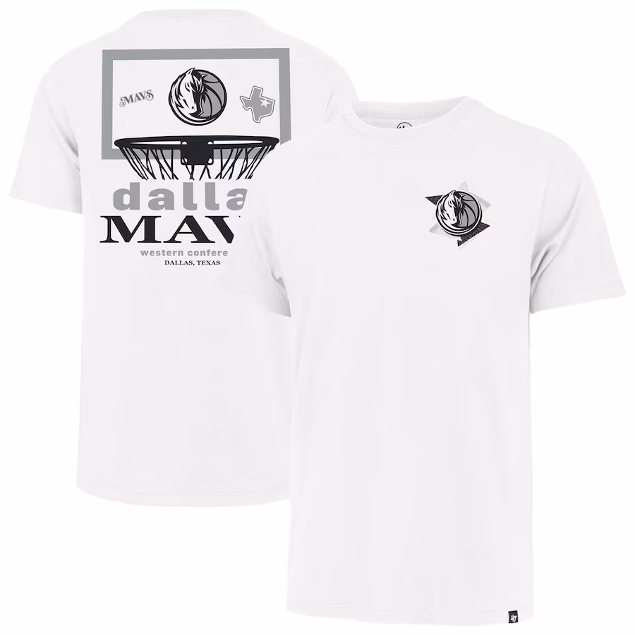 Men's Dallas Mavericks  '47 White City Edition Backboard Franklin T-Shirt - Puhuasuan