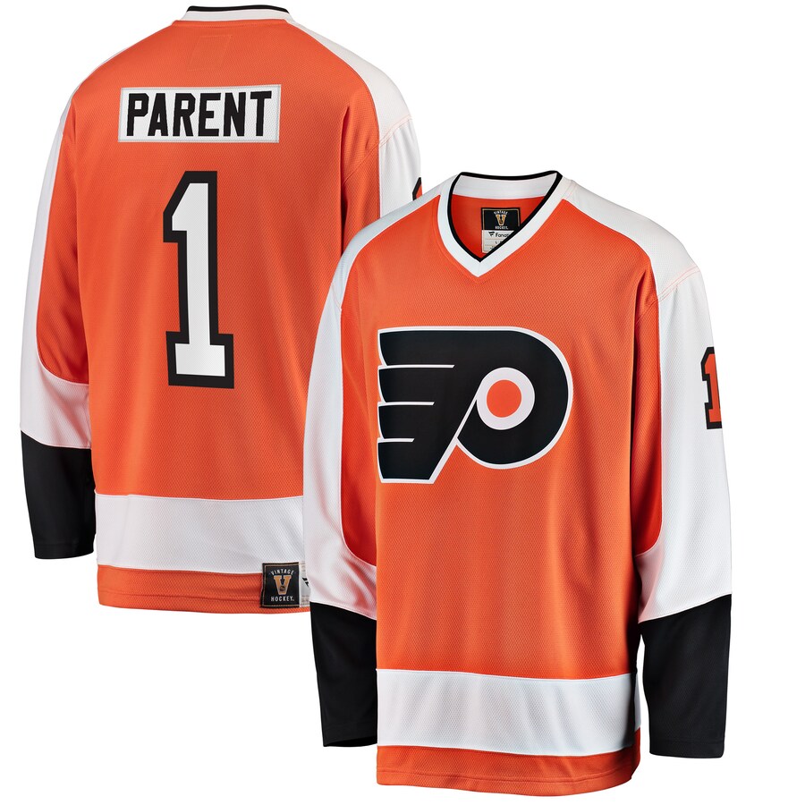 Men's Philadelphia Flyers Bernie Parent Fanatics Branded Orange Premier Breakaway Retired Player Jersey - Puhuasuan