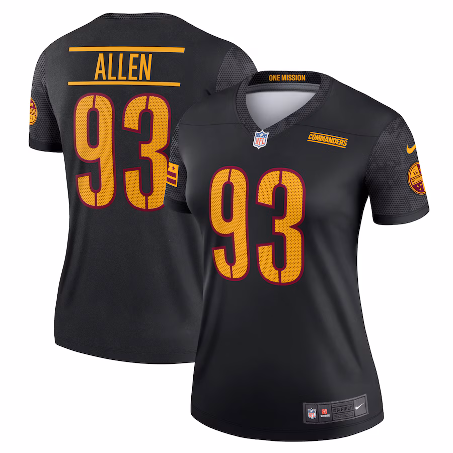 Women's Washington Commanders Jonathan Allen Nike Black Alternate Legend Player Performance Top - Puhuasuan
