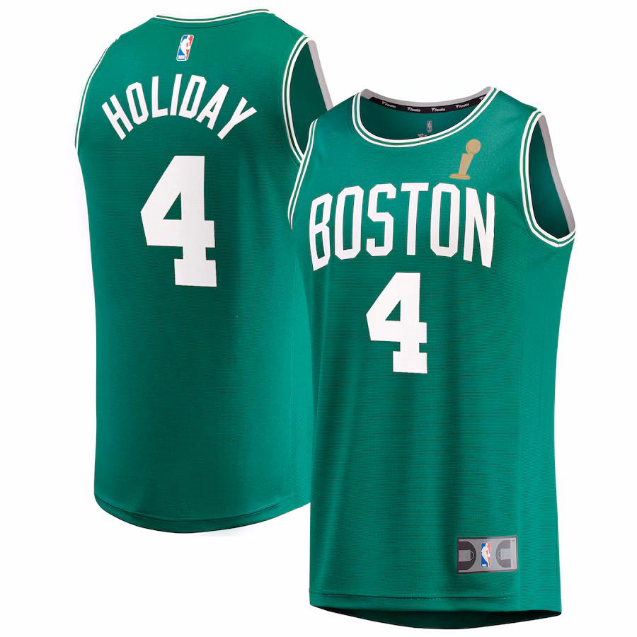 Youth Boston Celtics Jrue Holiday Fanatics Kelly Green 2024 NBA Finals Champions Fast Break Replica Player Jersey - Icon Edition - Puhuasuan
