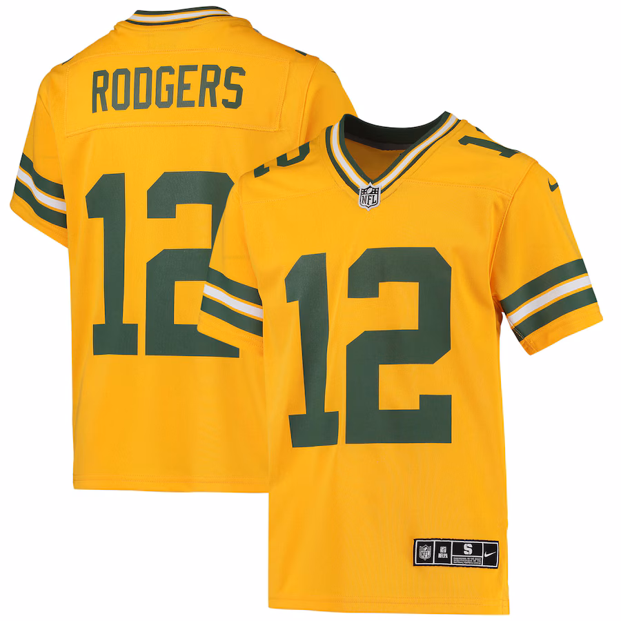 Youth Green Bay Packers Aaron Rodgers Nike Gold Inverted Team Game Jersey - Puhuasuan
