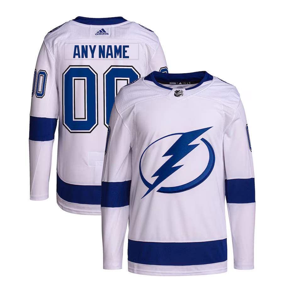 Men's Tampa Bay Lightning adidas White Away Primegreen Authentic Custom Jersey - Puhuasuan