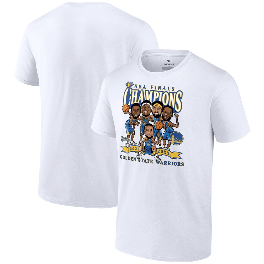 Men's Golden State Warriors Fanatics White 2022 NBA Finals Champions Caricature T-Shirt - Puhuasuan