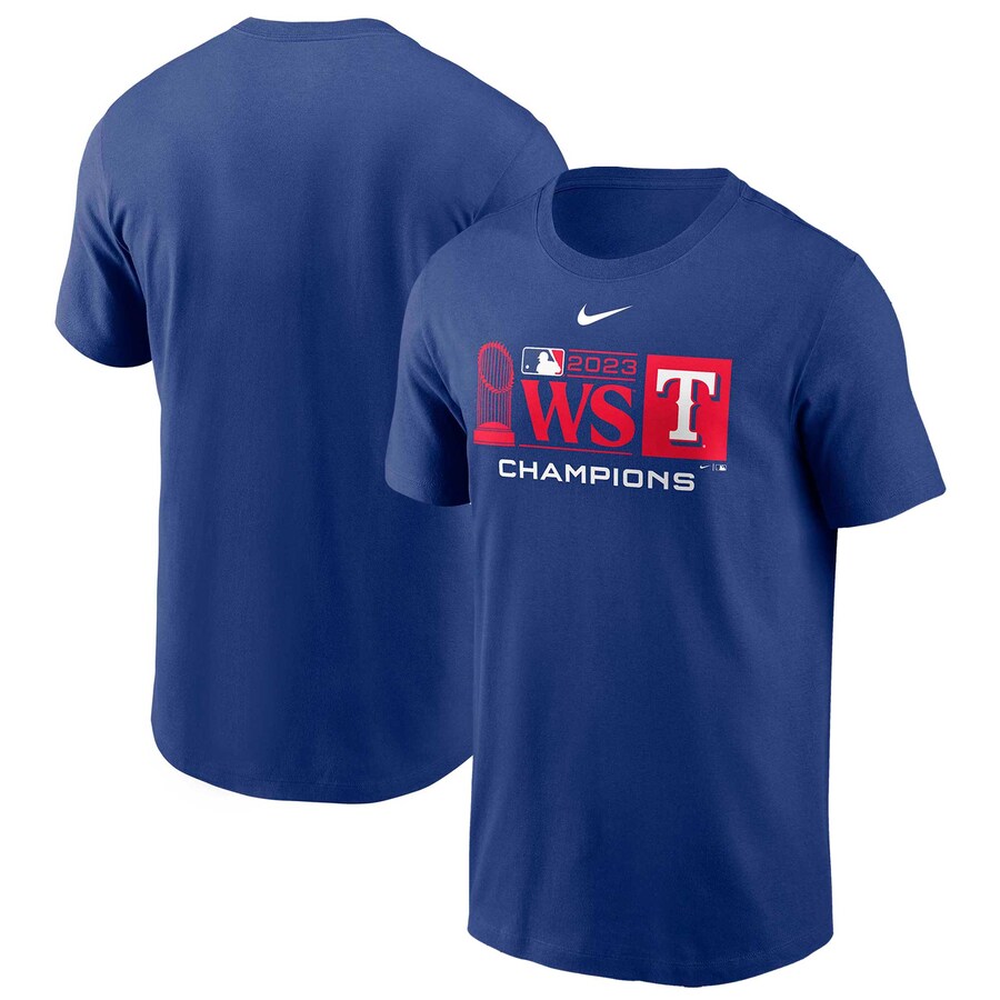 Men's Texas Rangers Nike Royal 2023 World Series Champions Trophy Lock Up T-Shirt - Puhuasuan