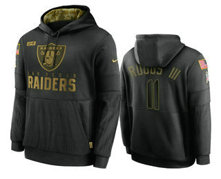 Men's Las Vegas Raiders #11 Henry Ruggs III Black 2020 Salute To Service Sideline Performance Pullover Hoodie - Puhuasuan