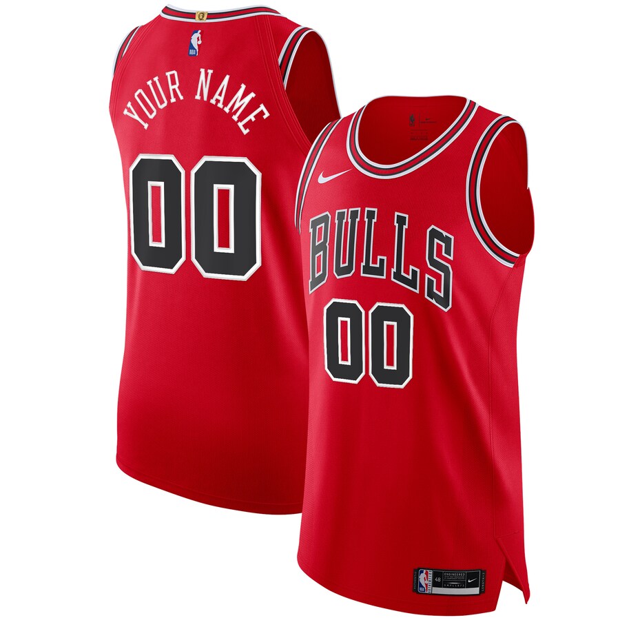 Men's Chicago Bulls Nike Red Authentic Custom Jersey - Icon Edition - Puhuasuan
