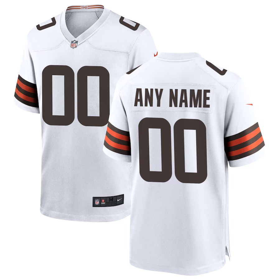 Men's Cleveland Browns Nike White Custom Game Jersey - Puhuasuan