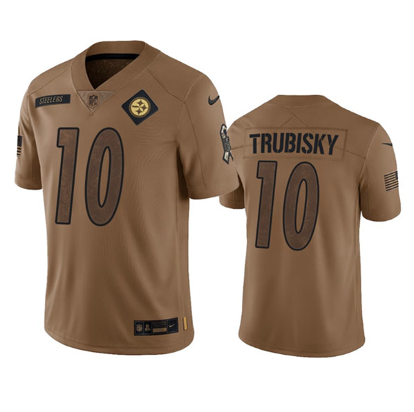 Men's Pittsburgh Steelers #10 Mitch Trubisky 2023 Brown Salute To Service Limited Football Stitched Jersey - Puhuasuan