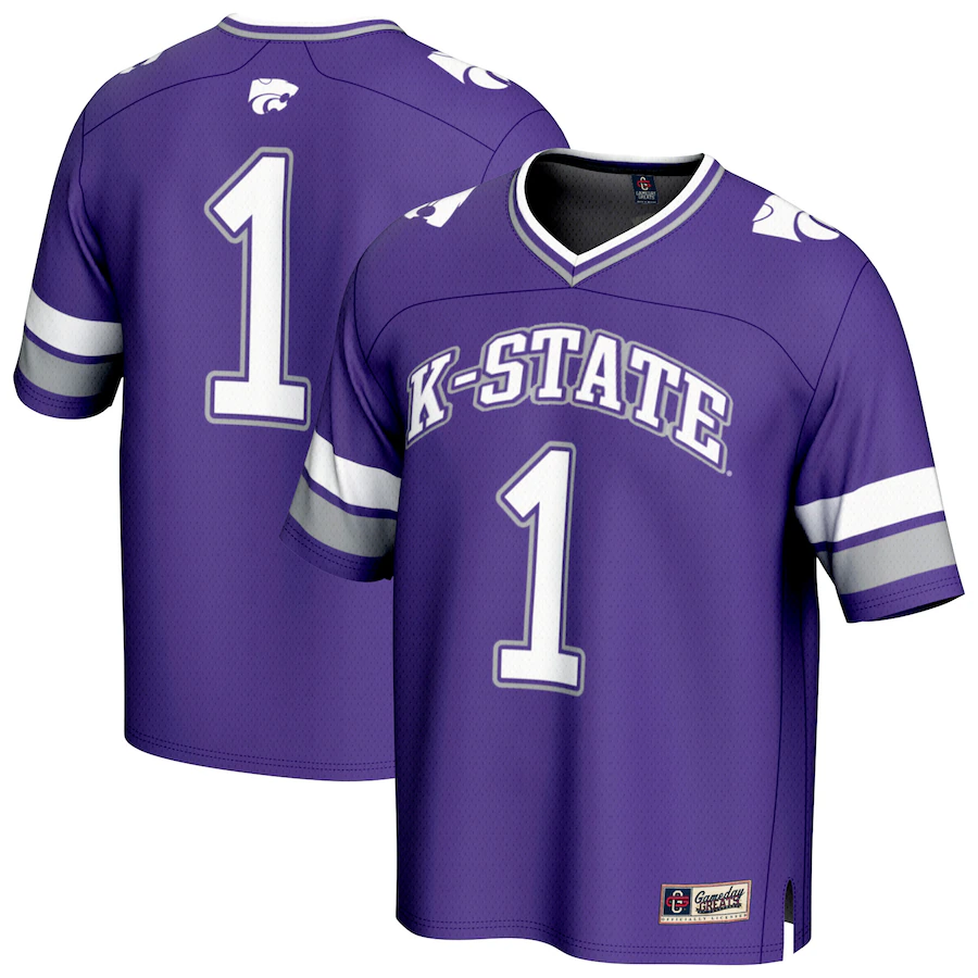 GameDay Greats #1 Purple Kansas State Wildcats Lightweight Collegiate Football Fashion Jersey - Puhuasuan