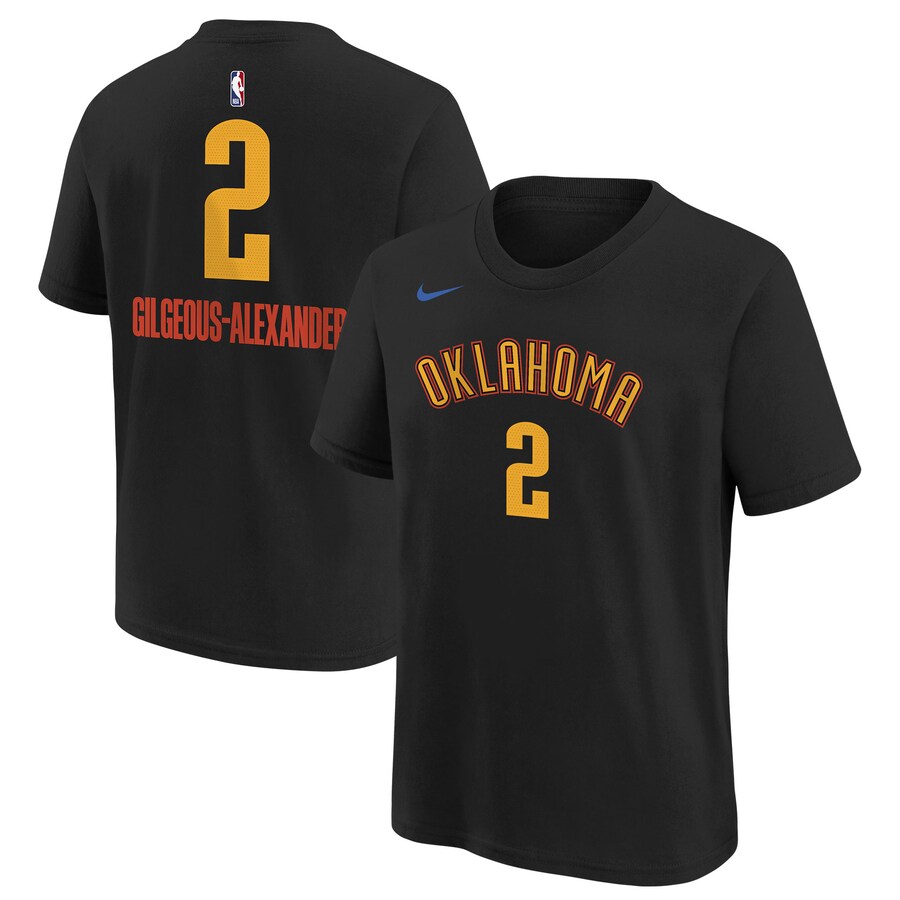 Youth Oklahoma City Thunder Shai Gilgeous-Alexander Nike Black 2024/25 City Edition Name & Number T-Shirt - Puhuasuan