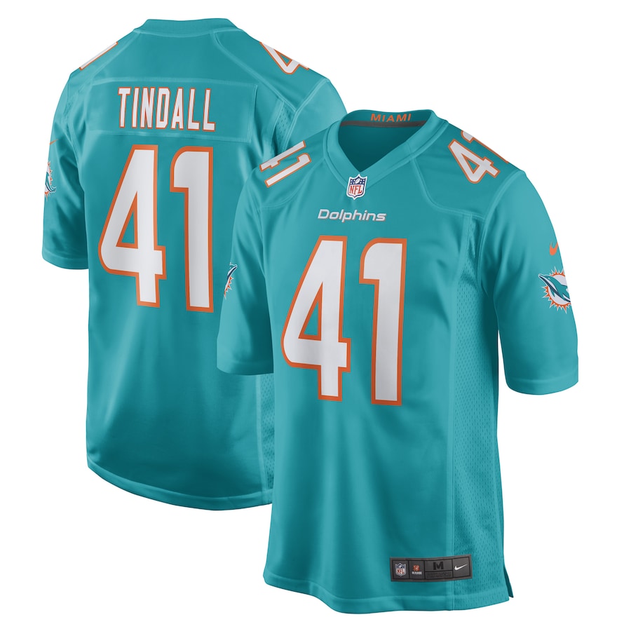 Men's Miami Dolphins Channing Tindall Nike Aqua Game Player Jersey - Puhuasuan