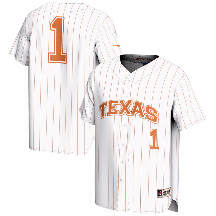 Men's GameDay Greats #1 White Texas Longhorns Lightweight Baseball Jersey - Puhuasuan