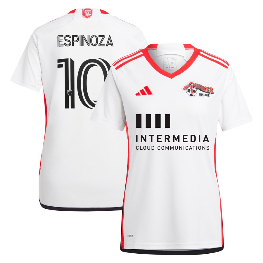 Women's San Jose Earthquakes Cristian Espinoza adidas White 2024 The 50 Kit Replica Player Jersey - Puhuasuan