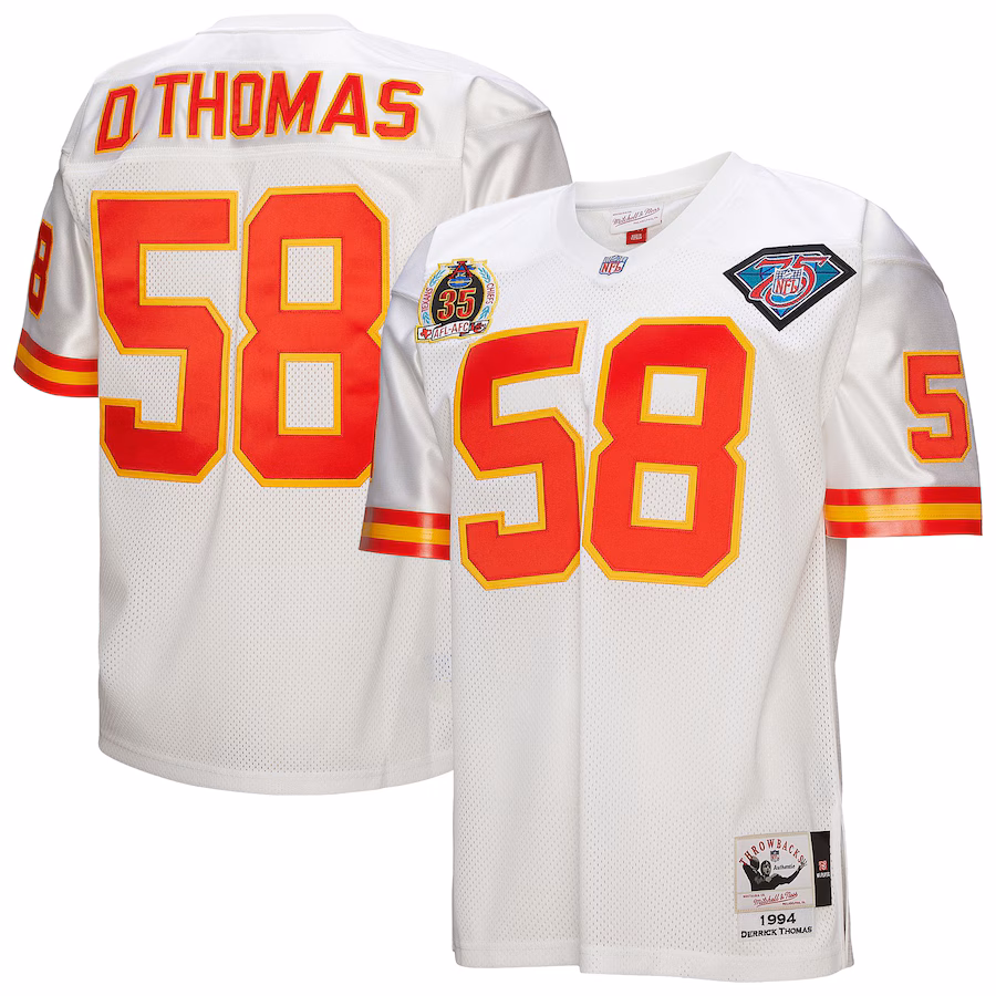 Men's Kansas City Chiefs 1994 Derrick Thomas Mitchell & Ness White Authentic Throwback Retired Player Jersey - Puhuasuan